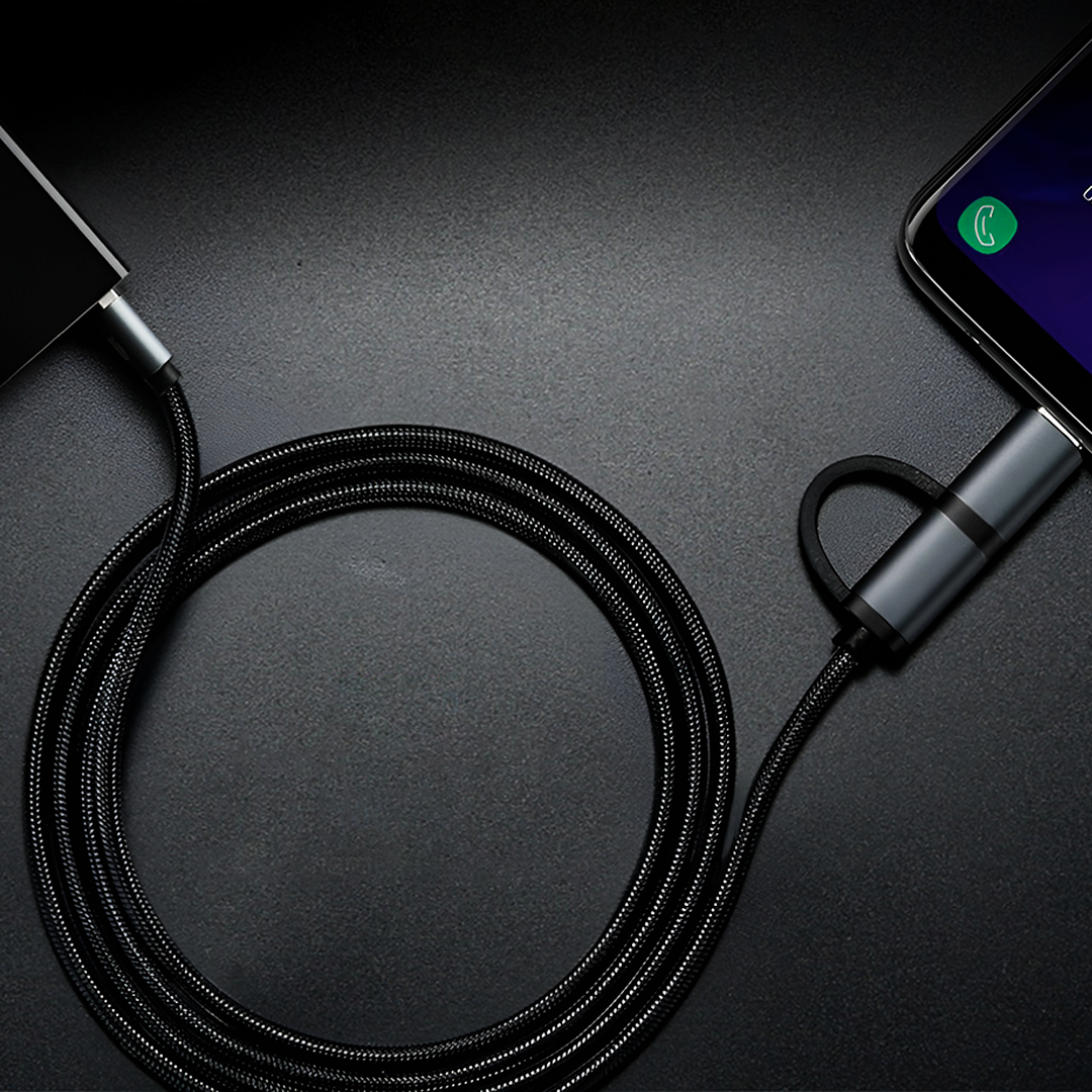 FLOVEME Kabel Charger 2in1 Fast Charging Micro USB Type C 14W 1.2M - B00626 Gambar produk FLOVEME Kabel Charger 2in1 Fast Charging Micro USB Type C 14W 1.2M - B00626