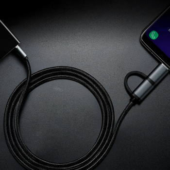 Gambar produk FLOVEME Kabel Charger 2in1 Fast Charging Micro USB Type C 14W 1.2M - B00626