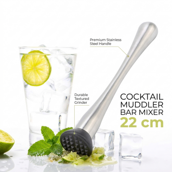 BalmyDays Slim Waist Muddler Bar Mixer Mojito DIY Cocktail Tools 22cm