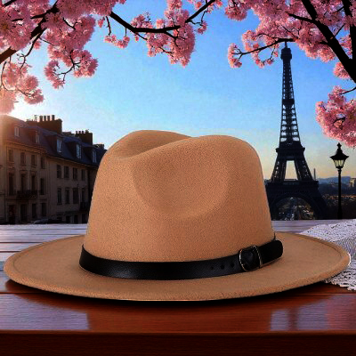 Gambar produk JIANGXIHUITIAN Topi Fedora Panama Laken Hat Jazz Classic Vintage - FS-219