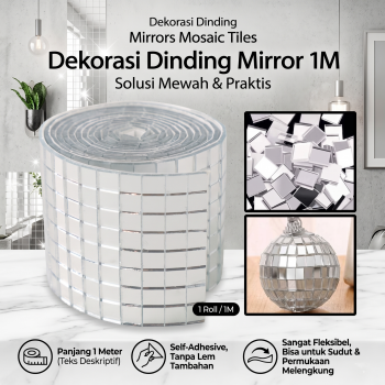 KING SHAN Dekorasi Dinding Mirrors Mosaic Tiles Self Adhesive 1M - XQ211