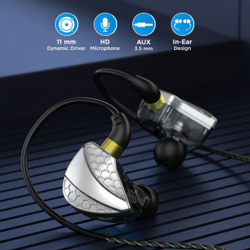 QKZ Earphone In-Ear Wired Detachable HiFi Surround Sound with Mic - Hi6T