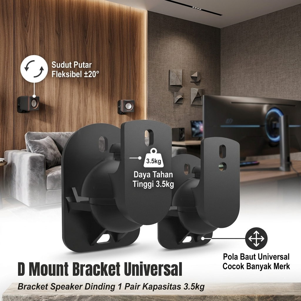WELSBERG Bracket Universal Sound Speaker Wall Mount 1 Pair - SW-03B Gambar produk WELSBERG Bracket Universal Sound Speaker Wall Mount 1 Pair - SW-03B - Utama