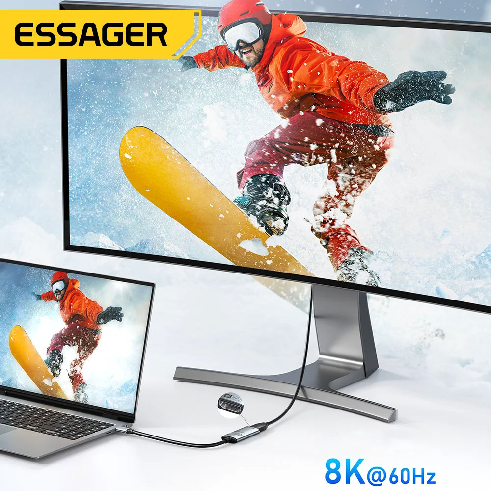 Gambar produk ESSAGER Kabel Adapter HDMI to Type C 8K@60Hz 120mm - ES-OTG23