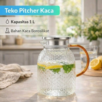 One Two Cups Teko Pitcher Kaca Tahan Panas Api Heat Proof Water Jug 1L - BR-11 - Transparent