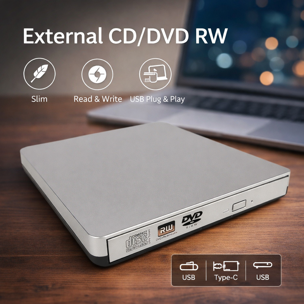 Gambar produk External CD/DVD RW Optical Drive USB Type C for Laptop - CB31005 - Utama