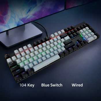 YMDK Mechanical Keyboard Gaming LED Wired Blue Switch 104 Keys - K135