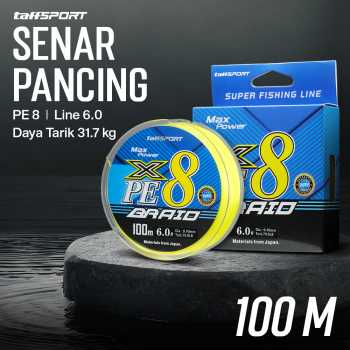 TaffSPORT Senar Pancing PE 8 Braided Strand Fishing Line 100M - X8