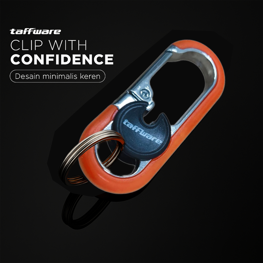 Taffware Gantungan Kunci Carabiner Keychain Clip Stainless Steel - A3746 Gambar produk Taffware Gantungan Kunci Carabiner Keychain Clip Stainless Steel - A3746