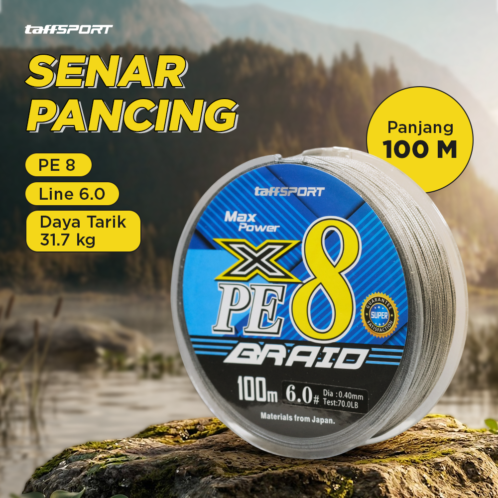 TaffSPORT Senar Pancing PE 8 Braided Strand Fishing Line 100M 6.0 - X8 Gambar produk TaffSPORT Senar Pancing PE 8 Braided Strand Fishing Line 100M 6.0 - X8 - Utama