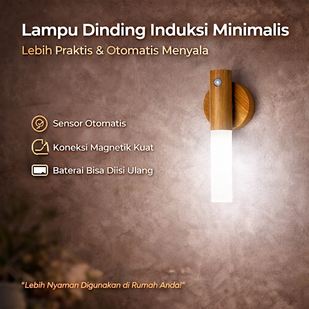 CETAN Lampu Dinding Hias LED Body Sensing Light Indoor Natural White - HB002 Gambar produk CETAN Lampu Dinding Hias LED Body Sensing Light Indoor Natural White - HB002