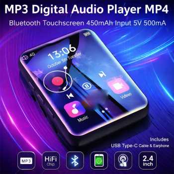 RIUZU MP3 Digital Audio Player MP4 Bluetooth Touchscreen 500mA 2.5Inch - JS-18