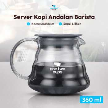 One Two Cups Coffee Server V60 Drip Pour Over Borosilicate Glass - SE101