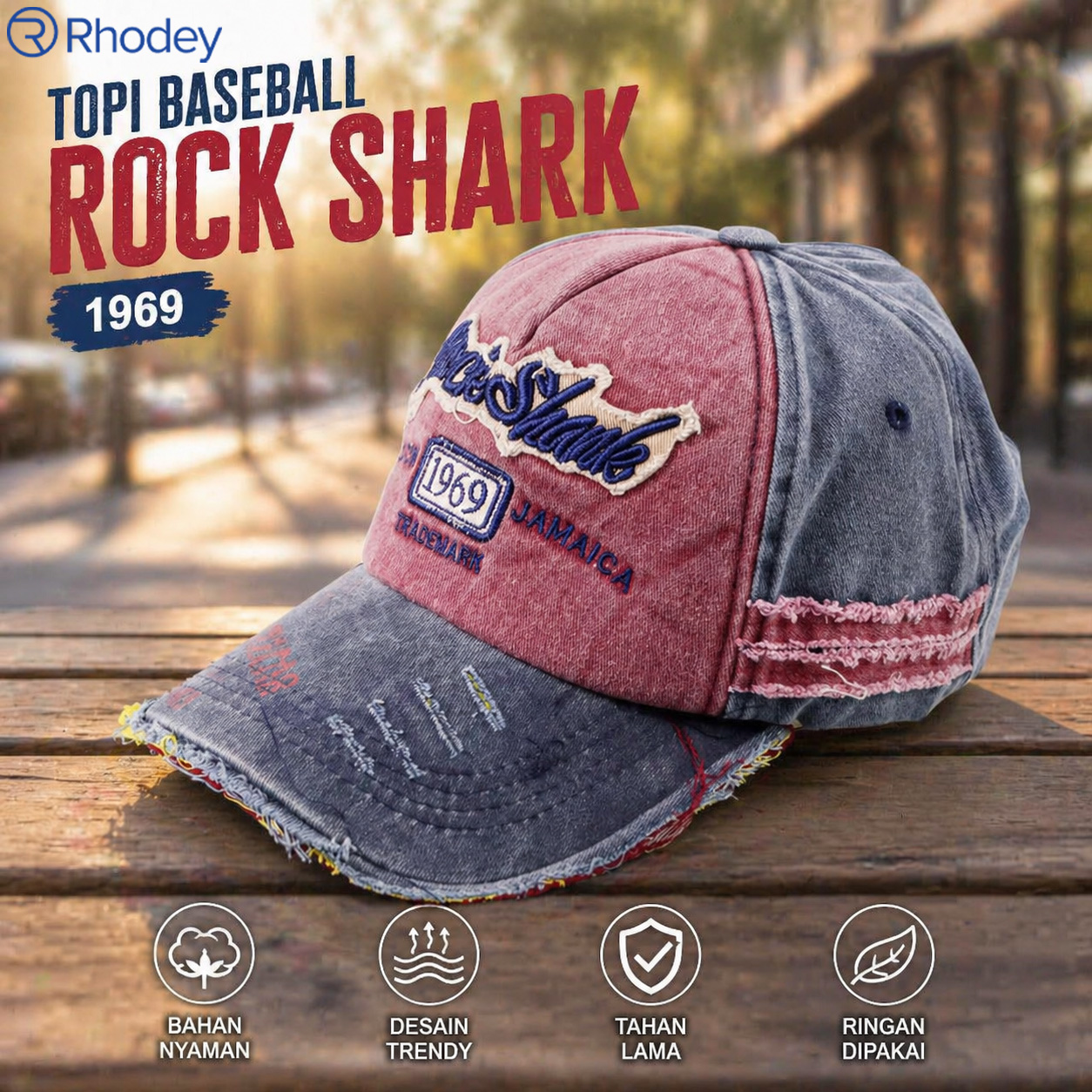 Rhodey Topi Baseball Cap Rock Shark Kingston 1969 - F206 Gambar produk Rhodey Topi Baseball Cap Rock Shark Kingston 1969 - F206 - Utama