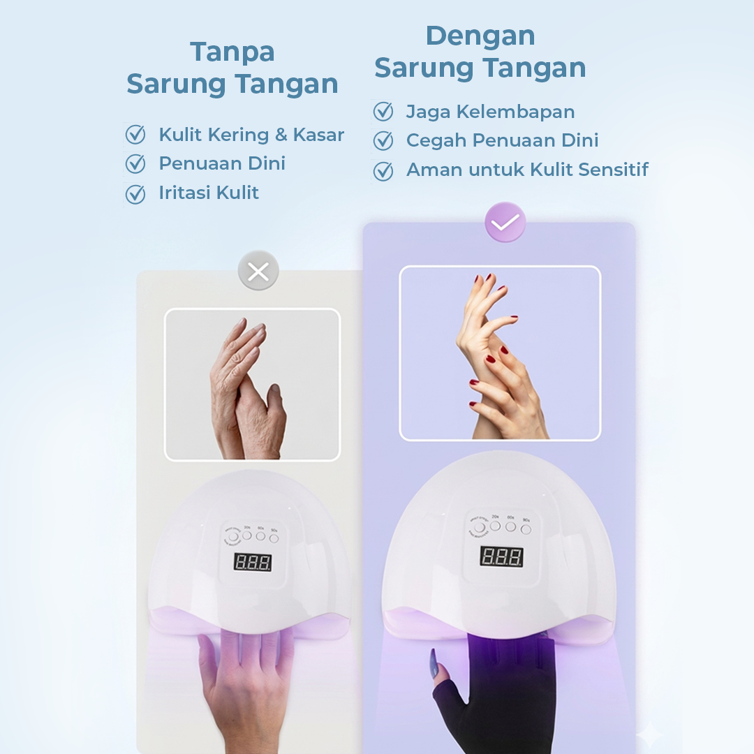 MALSHI Sarung Tangan Anti UV Sunscreen Gloves Nail Art - MS31 Gambar produk MALSHI Sarung Tangan Anti UV Sunscreen Gloves Nail Art - MS31 - 2