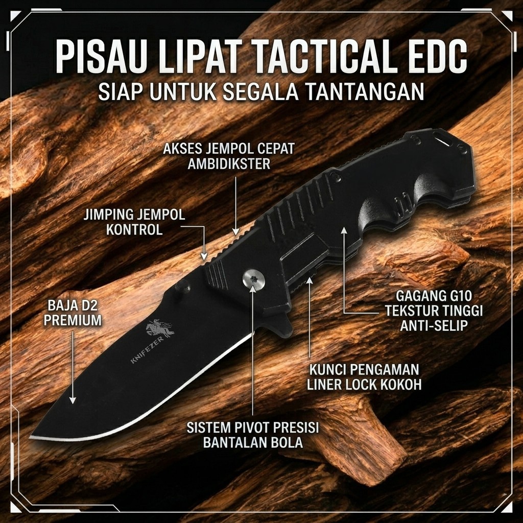 KNIFEZER Pisau Lipat Tactical Folding Knife Survival Camping EDC - SR-ZDD1 Gambar produk KNIFEZER Pisau Lipat Tactical Folding Knife Survival Camping EDC - SR-ZDD1