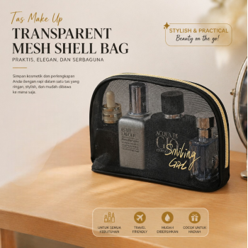 Smiling Girl Tas Make Up Kosmetik Transparent Mesh Shell Bag - SMG5