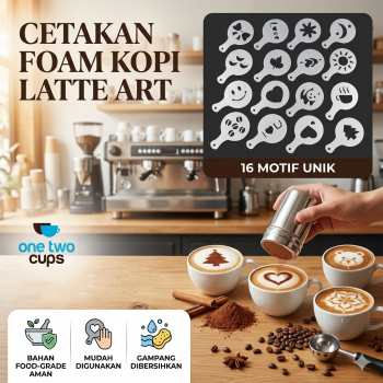 Gambar produk One Two Cups Cetakan Busa Foam Kopi Latte Art 16 PCS - JJYE01