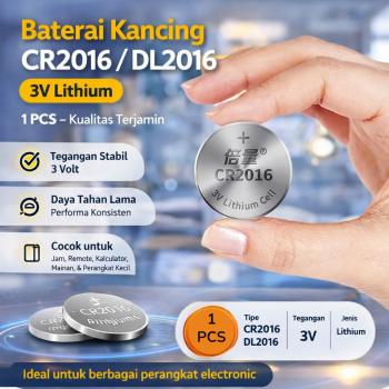 Doublepow Baterai Kancing CR2016 DL2016 Button Cell 3V Lithium 1 PCS
