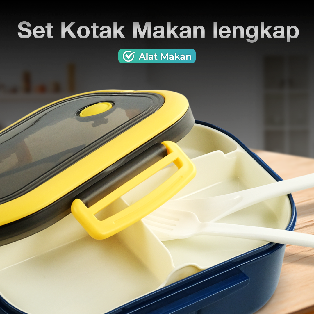 HOMEFAVOR Kotak Makan Anti Tumpah Lunch Box Double Layer 3 Grid 1.2L - HF225 Gambar produk HOMEFAVOR Kotak Makan Anti Tumpah Lunch Box Double Layer 3 Grid 1.2L - HF225 - 5