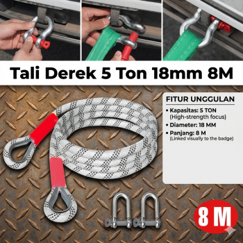 IFANYUO Tali Derek Car Tow Rope Strap Rescue 5 Ton Polyester 18mm - LJY024