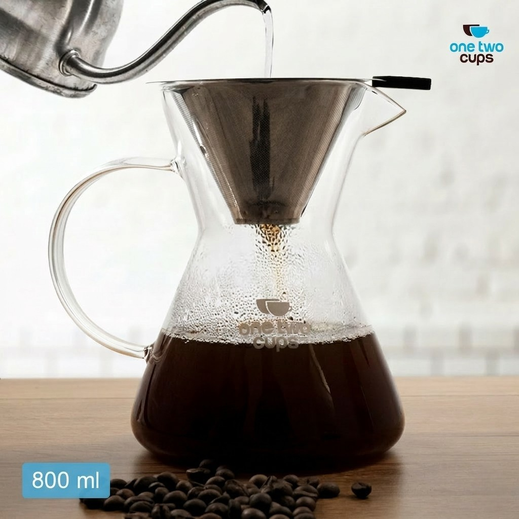 Gambar produk One Two Cups Coffee Server Chemex Drip Pour Over with Filter 800ml - YD-KT001