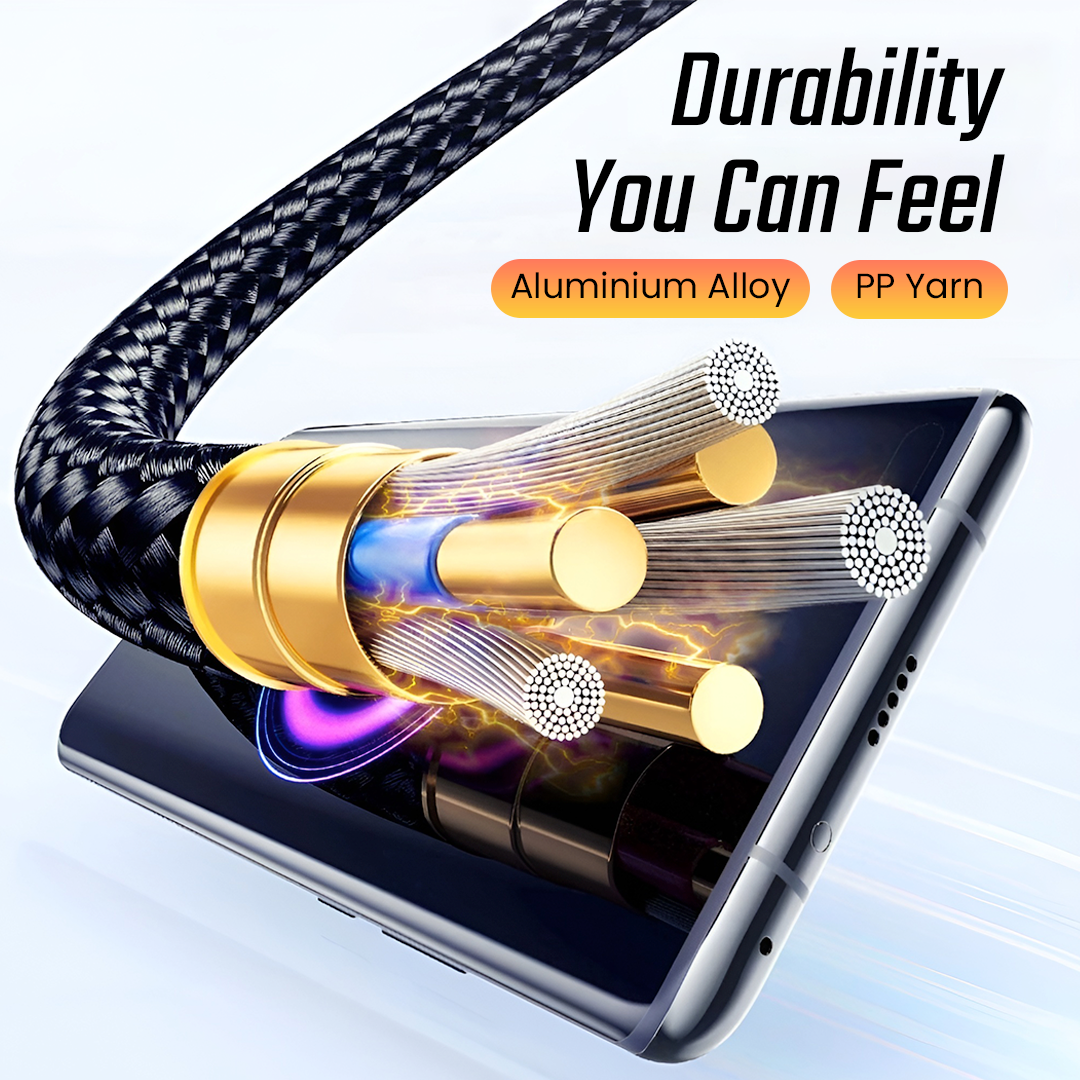 Gambar produk ESSAGER Kabel Data USB A to Type C Fast Charging Braided 120W 6A 2M - EXC120-CG01-P - 3