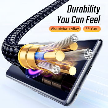 Gambar produk ESSAGER Kabel Data USB A to Type C Fast Charging Braided 120W 6A 2M - EXC120-CG01-P - 3