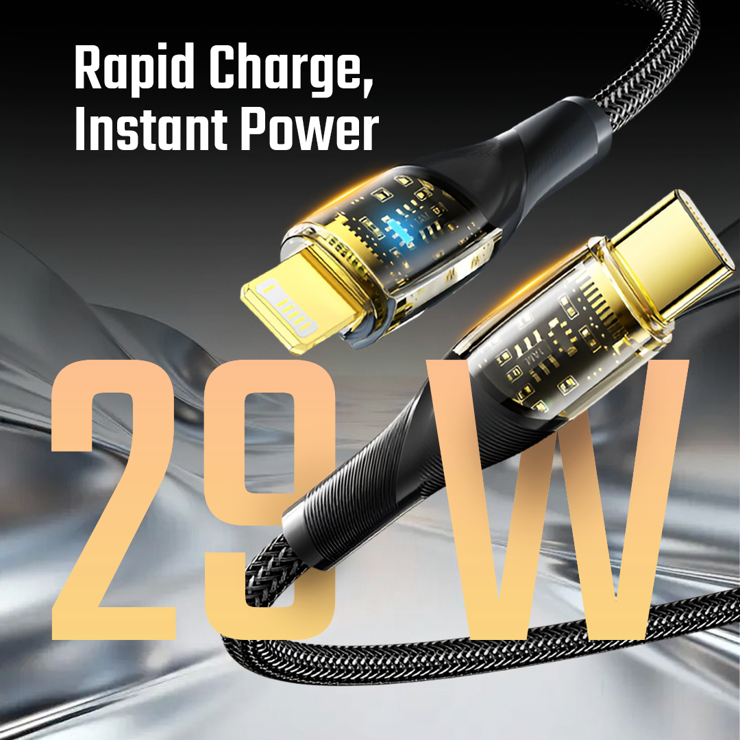 Gambar produk ESSAGER Kabel Data Type C to Lightning PD Quick Charging LED 29W 3A 1M - ES-X29