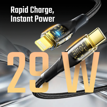 Gambar produk ESSAGER Kabel Data Type C to Lightning PD Quick Charging LED 29W 3A 1M - ES-X29