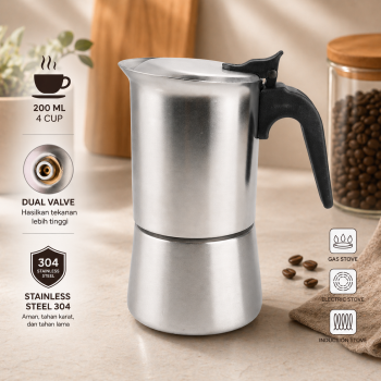 HSB Moka Pot Teko Kopi Espresso Coffee Maker Stovetop Dual Valve - Z60