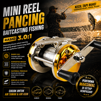 PULLINE Reel Pancing Mini Baitcasting Fishing Reel 3.0:1 100 - AC100