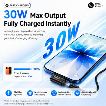 Gambar produk ESSAGER OTG Adapter Type C Female to Lighting Male 2in1 Holder 30W - ES-OTG37