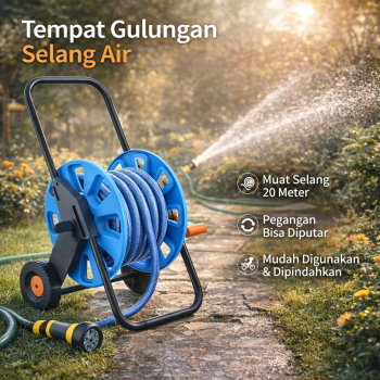 WALFRONT Tempat Gulungan Selang Air Hose Reel Pipe Storage with Wheels - WF-10