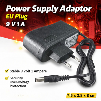 Taffware Power Supply Adaptor EU 9V 1A Polaritas Center Positif - YErY-0910