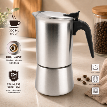 HSB Moka Pot Teko Kopi Espresso Coffee Maker Stovetop Dual Valve - Z60