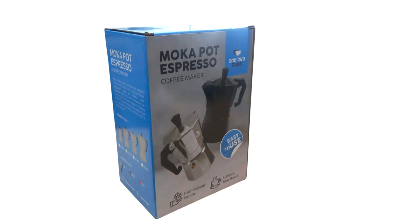 One Two Cups Moka Pot Teko Kopi Espresso Coffee Maker Stovetop 6 Cup 300ml - MX001 Gambar produk One Two Cups Moka Pot Teko Kopi Espresso Coffee Maker Stovetop 6 Cup 300ml - MX001
