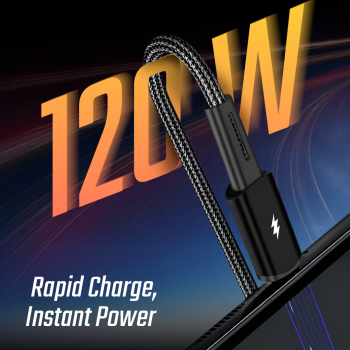 Gambar produk ESSAGER Kabel Data USB A to Type C Fast Charging Braided 120W 6A 2M - EXC120-CG01-P - 1