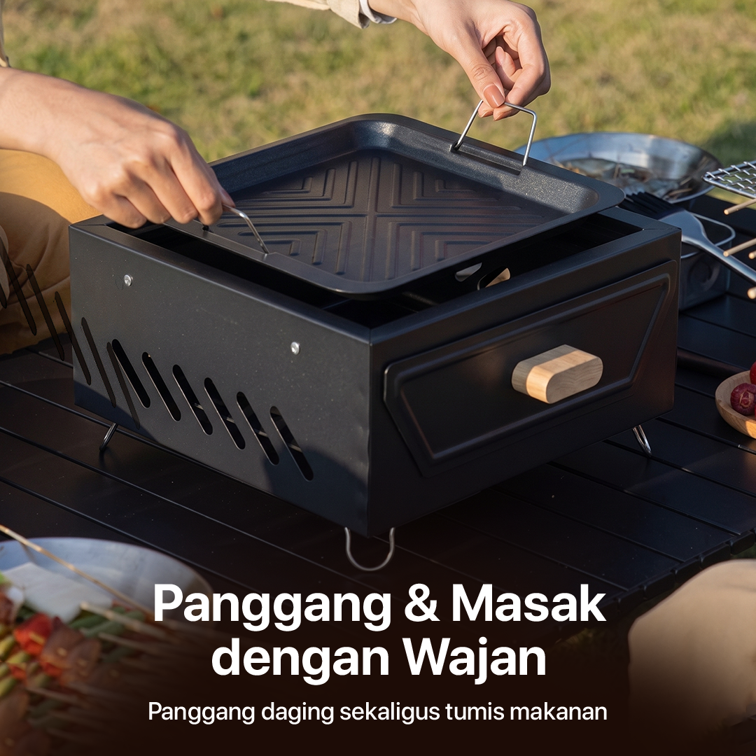 WOODPACK Alat Panggang Arang Portable BBQ Outdoor Grill Stove With Frying Pan - sk201 Gambar produk WOODPACK Alat Panggang Arang Portable BBQ Outdoor Grill Stove With Frying Pan - sk201 - 4