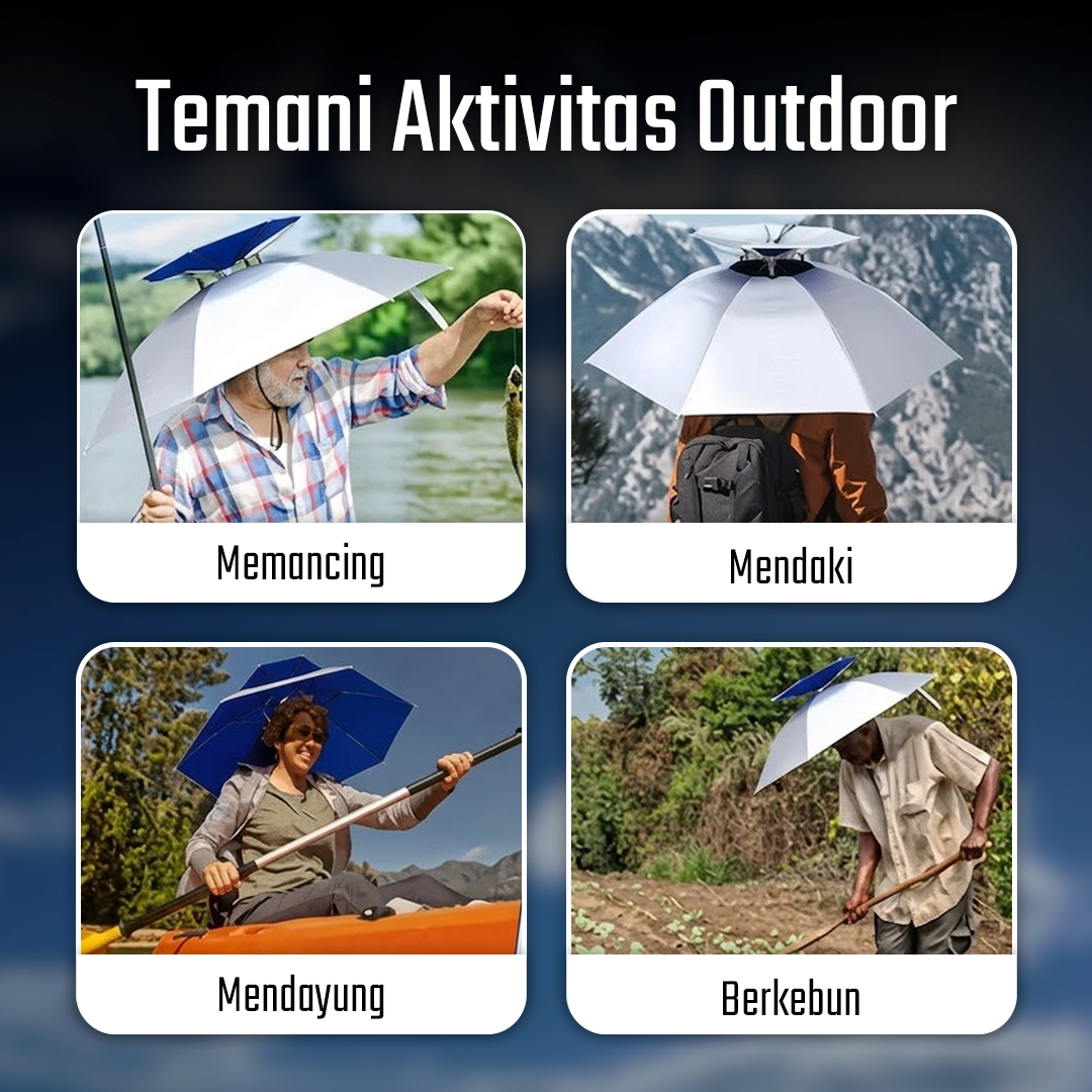Gambar produk UCHI Topi Payung Dua Lapis Anti Bocor Headband Umbrella Hat 77cm - UC7 - 6