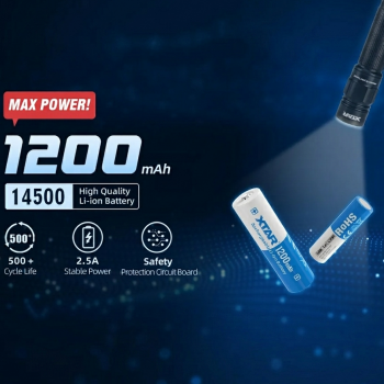 XTAR Baterai Isi Ulang 14500 Li-Ion Button Top 1200mAh 3.6V 2.5A 1 PCS - XT-120