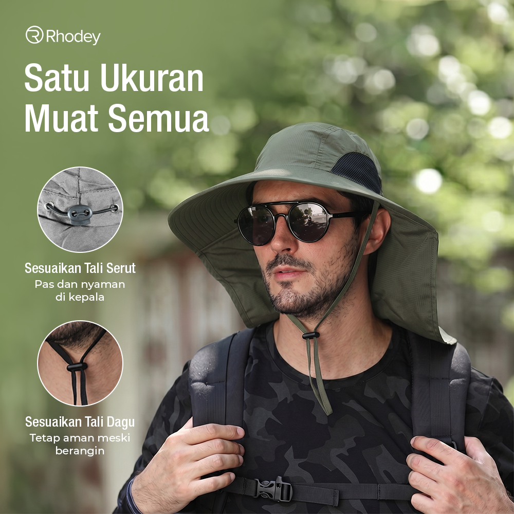 Rhodey Topi Rimba Outdoor Anti UV Waterproof Boonie Hat Nylon - YL-A10 Gambar produk Rhodey Topi Rimba Outdoor Anti UV Waterproof Boonie Hat Nylon - YL-A10 - 5