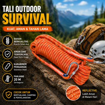 Gambar produk RayMING Tali Outdoor Darurat Panjat Tebing Survival Fire Rope 20M - RM-20