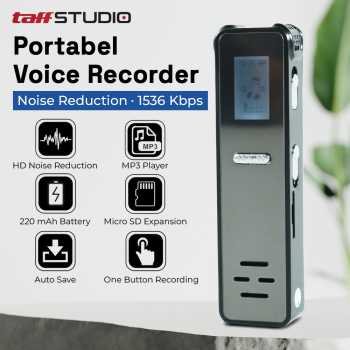 TaffSTUDIO Perekam Suara Portabel Recorder Noise Reduction 1536Kbps - ZD38