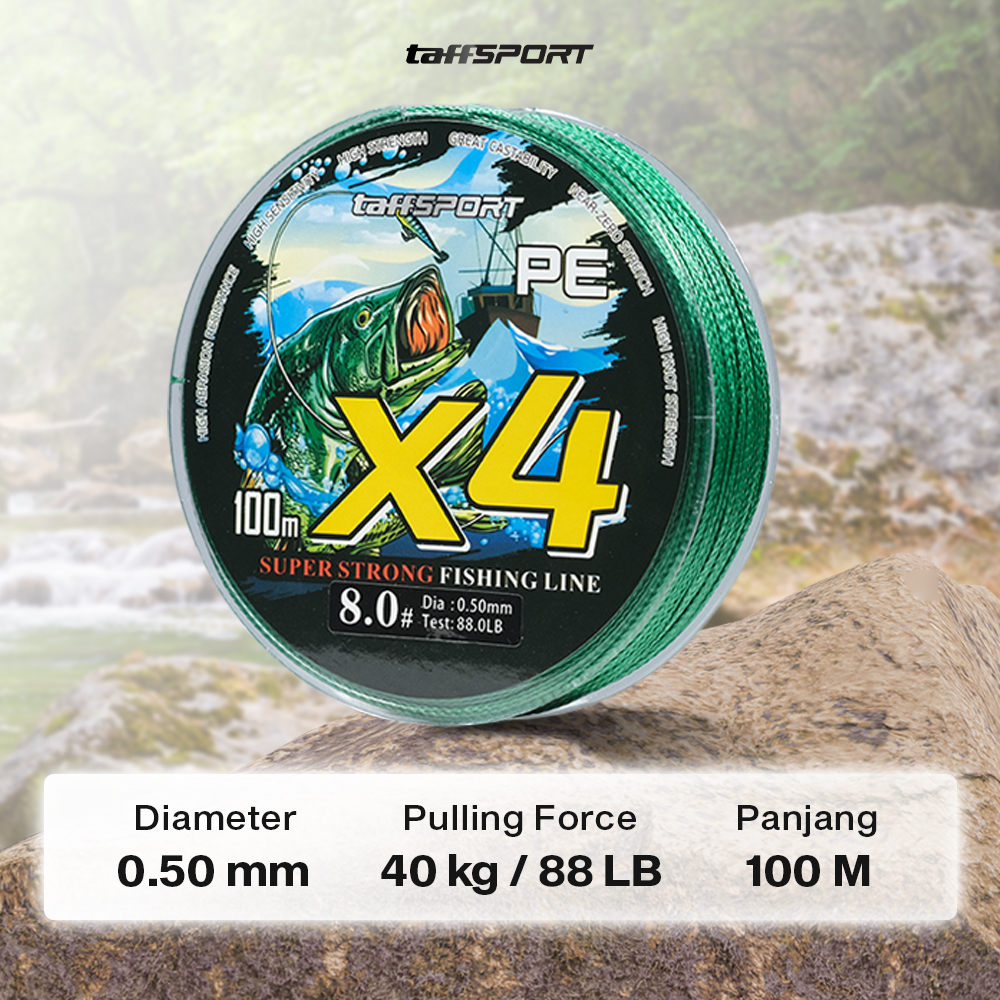 TaffSPORT Senar Pancing PE 4 Braided Strand Fishing Line 100M 8.0 - X4 Gambar produk TaffSPORT Senar Pancing PE 4 Braided Strand Fishing Line 100M 8.0 - X4