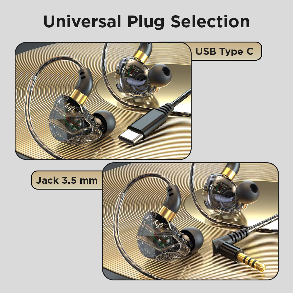 WKZ Earphone In-Ear Subwoofer Gaming Computer Sports with Mic USB Type C - S16 Gambar produk WKZ Earphone In-Ear Subwoofer Gaming Computer Sports with Mic USB Type C - S16 - 5