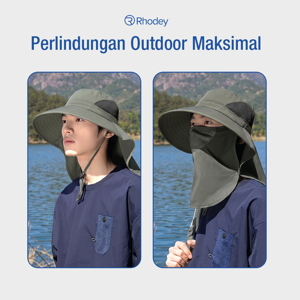 Rhodey Topi Rimba Outdoor Anti UV Waterproof Boonie Hat Nylon - YL-A10 Gambar produk Rhodey Topi Rimba Outdoor Anti UV Waterproof Boonie Hat Nylon - YL-A10 - 6