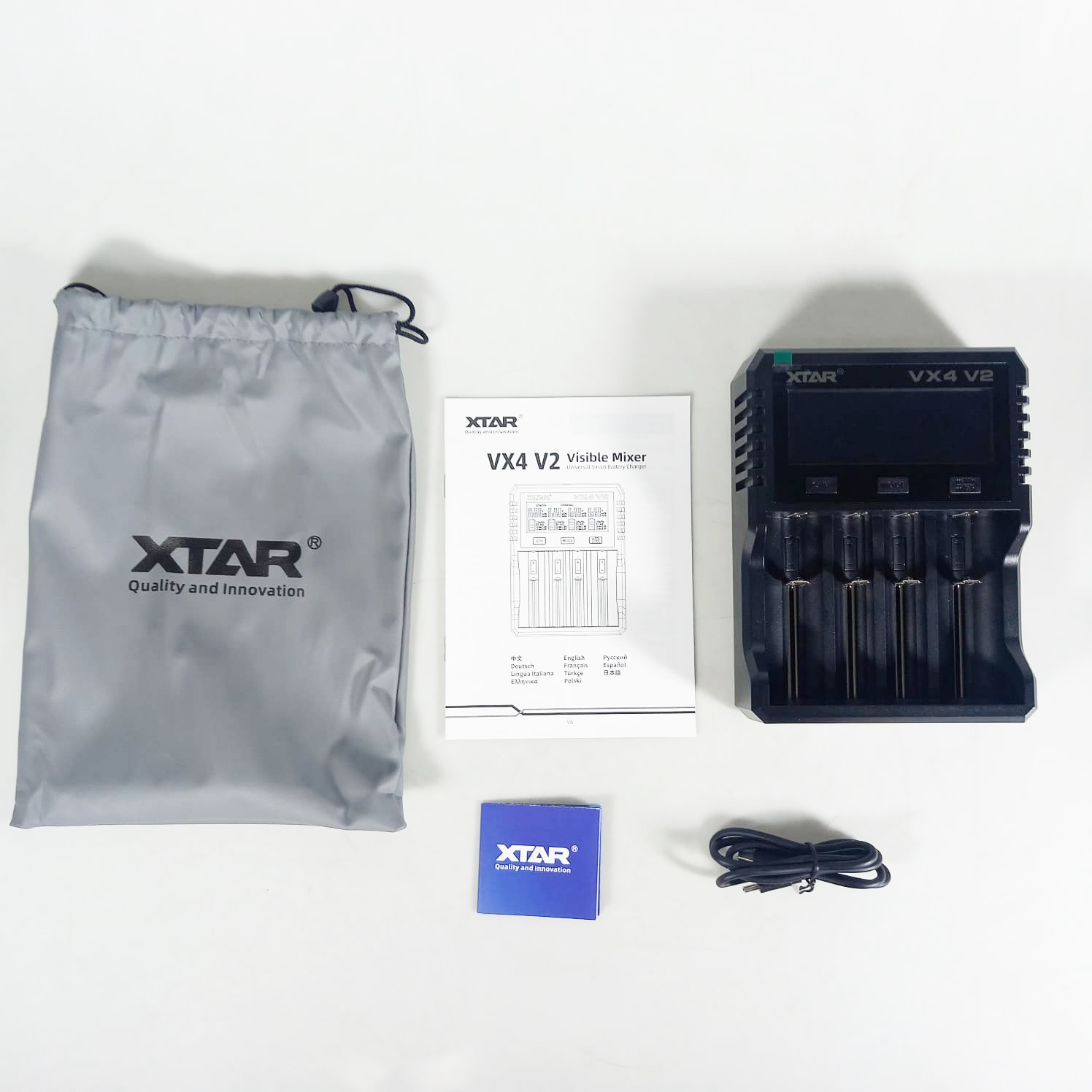 XTAR Charger Baterai 4 Slot AA AAA Li-Ion Ni-MH USB Type C QC3.0 - VX4 V2 Gambar produk XTAR Charger Baterai 4 Slot AA AAA Li-Ion Ni-MH USB Type C QC3.0 - VX4 V2
