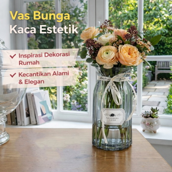 TaffHOME Vas Bunga Kaca Estetik Nordic Ribbon Flower Vase - BT-65