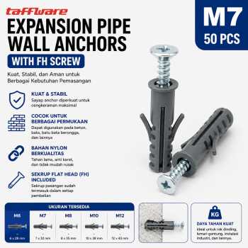 Taffware Expansion Fisher Pipe Nylon Wall Anchor Tube with FH Screw